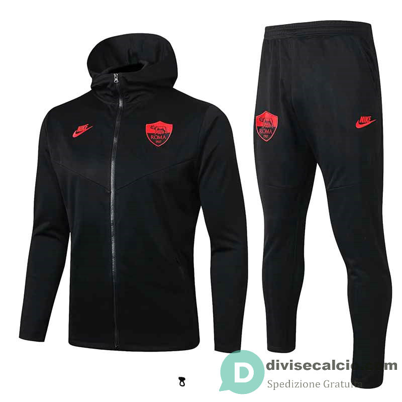 AS Roma Giacca Cappuccio Black + Pantaloni Black 2019/2020