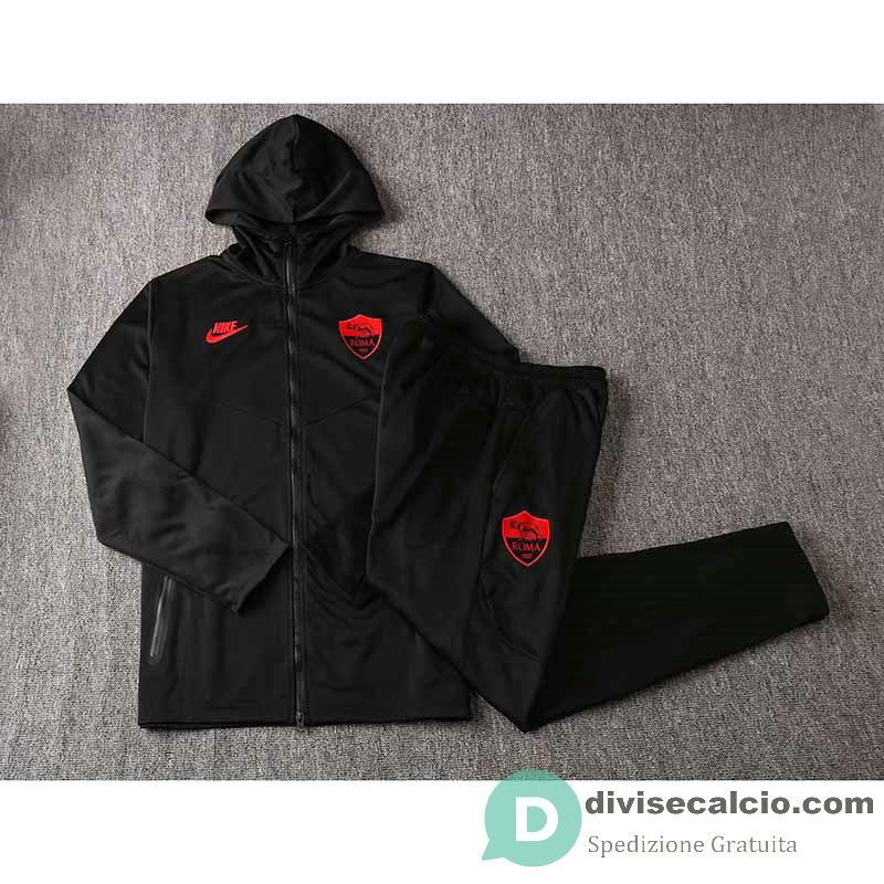 AS Roma Giacca Cappuccio Black + Pantaloni Black 2019/2020