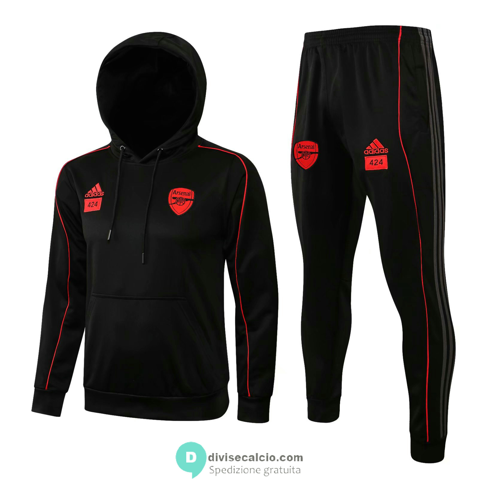 Arsenal x 424 Felpa Cappuccio Black+ Pantaloni 2021/2022
