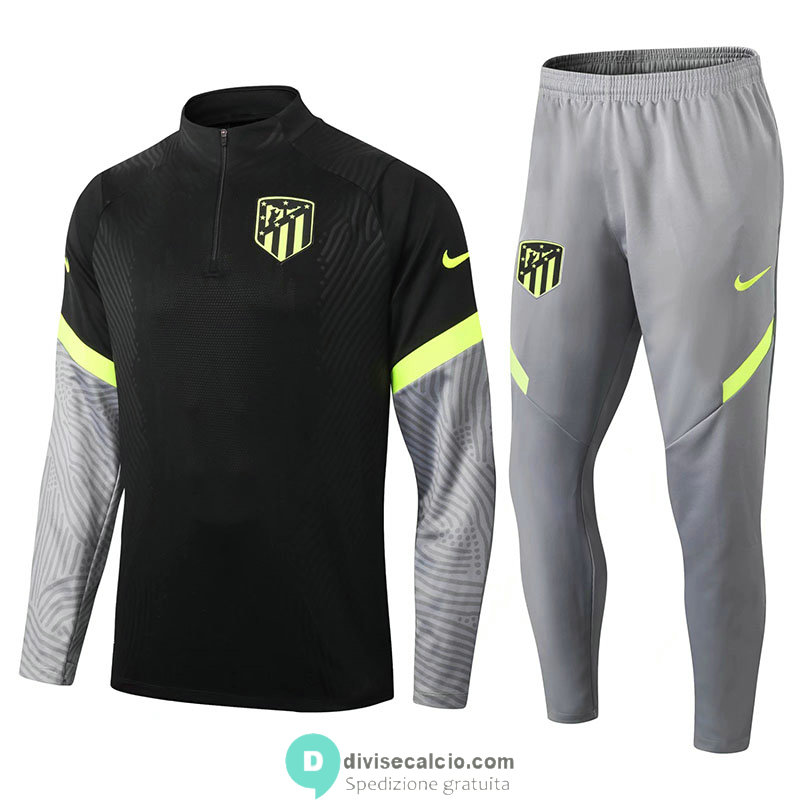 Atletico De Madrid Formazione Felpa Black Grey + Pantaloni 2020/2021