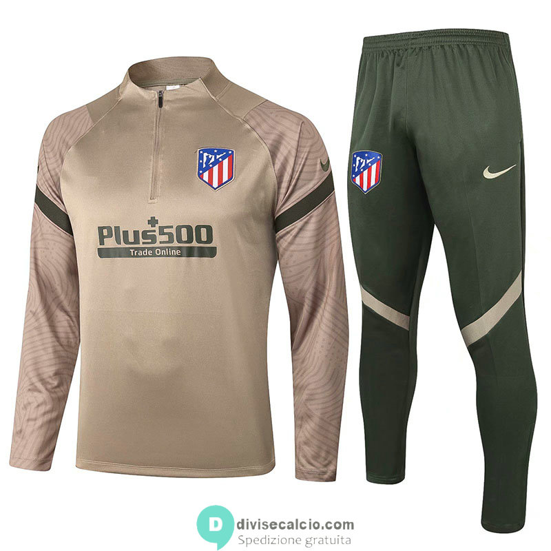 Atletico De Madrid Formazione Felpa Khaki + Pantaloni 2020/2021