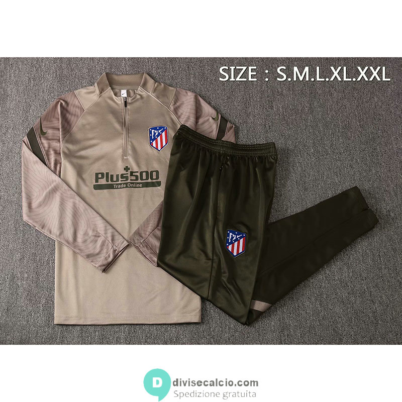 Atletico De Madrid Formazione Felpa Khaki + Pantaloni 2020/2021