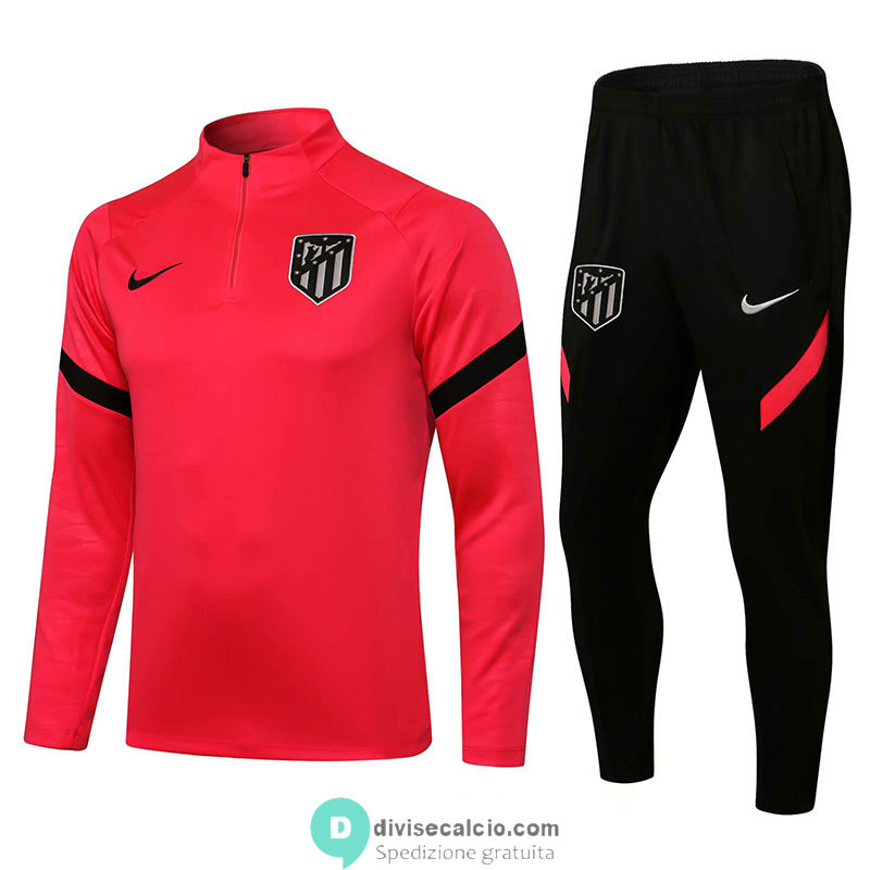 Atletico De Madrid Formazione Felpa Red + Pantaloni Black 2021/2022