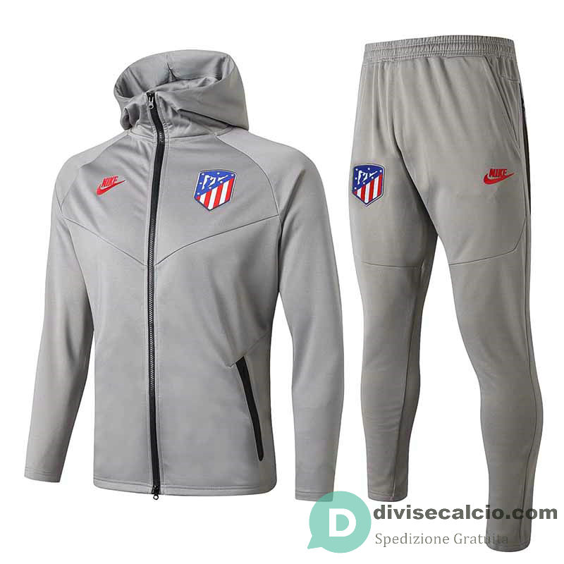 Atletico De Madrid Giacca Cappuccio Grey + Pantaloni 2019/2020