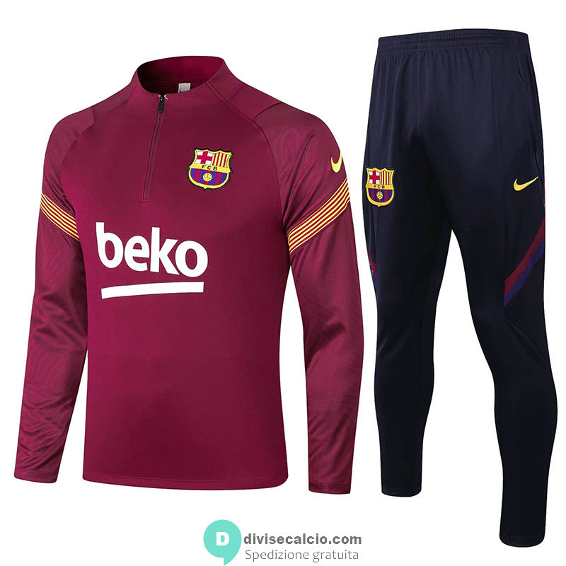 Barcelona Formazione Felpa Burgundy + Pantaloni 2020/2021