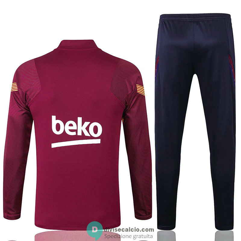 Barcelona Formazione Felpa Burgundy + Pantaloni 2020/2021