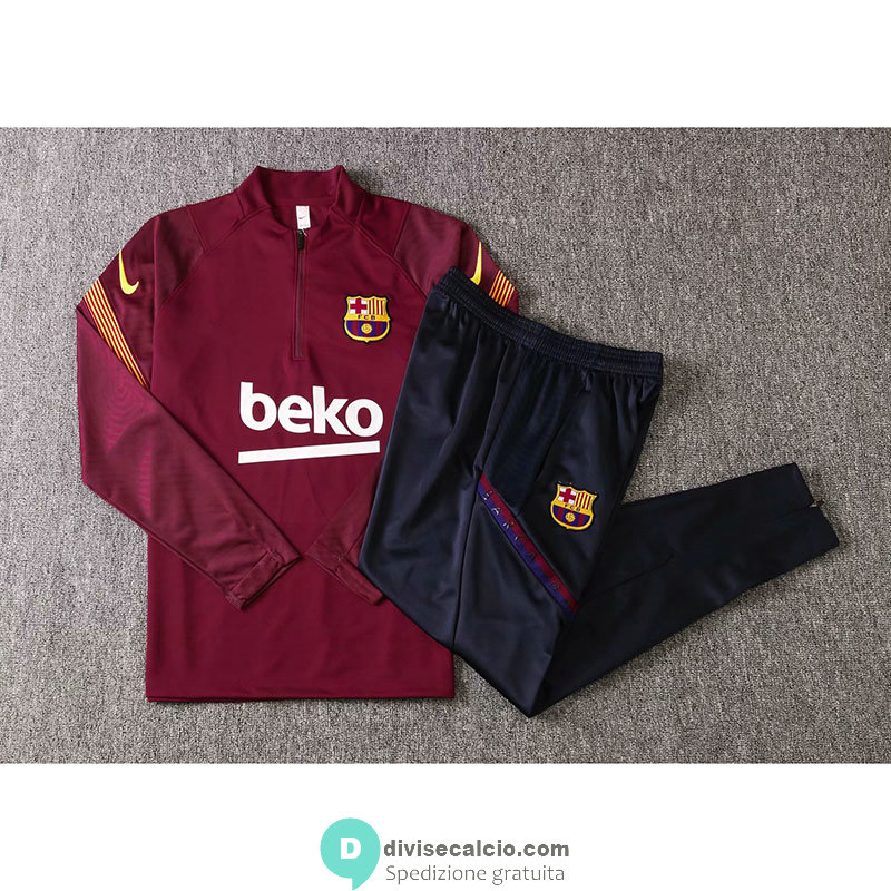 Barcelona Formazione Felpa Burgundy + Pantaloni 2020/2021