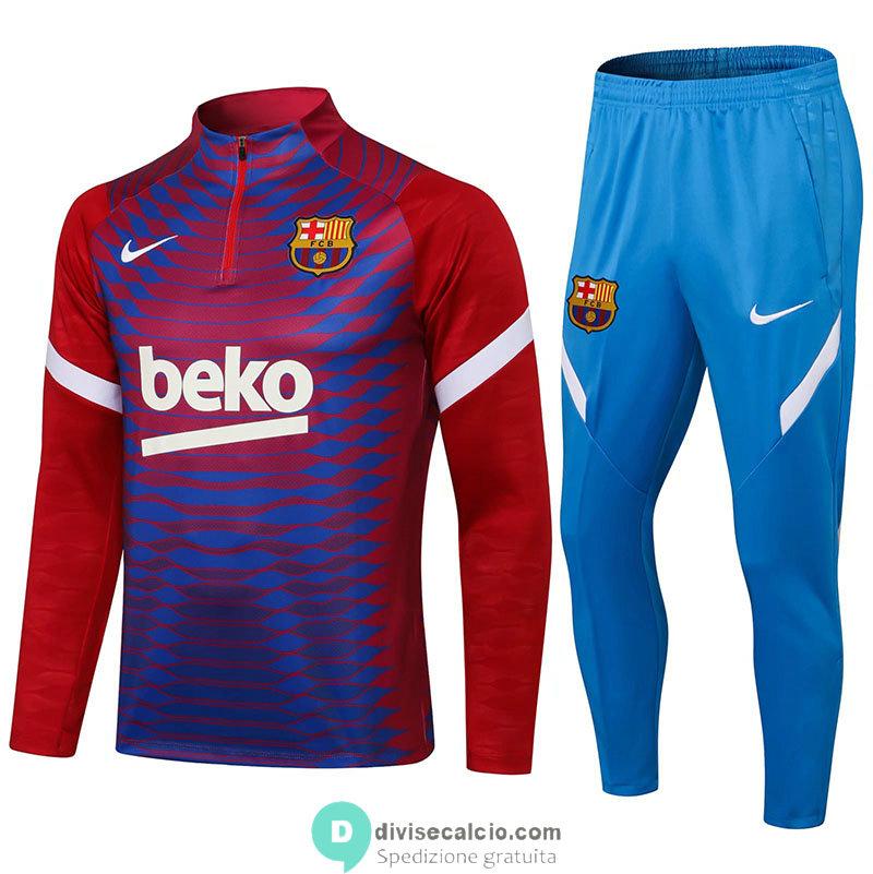 Barcelona Formazione Felpa Red Blue + Pantaloni Blue 2021/2022