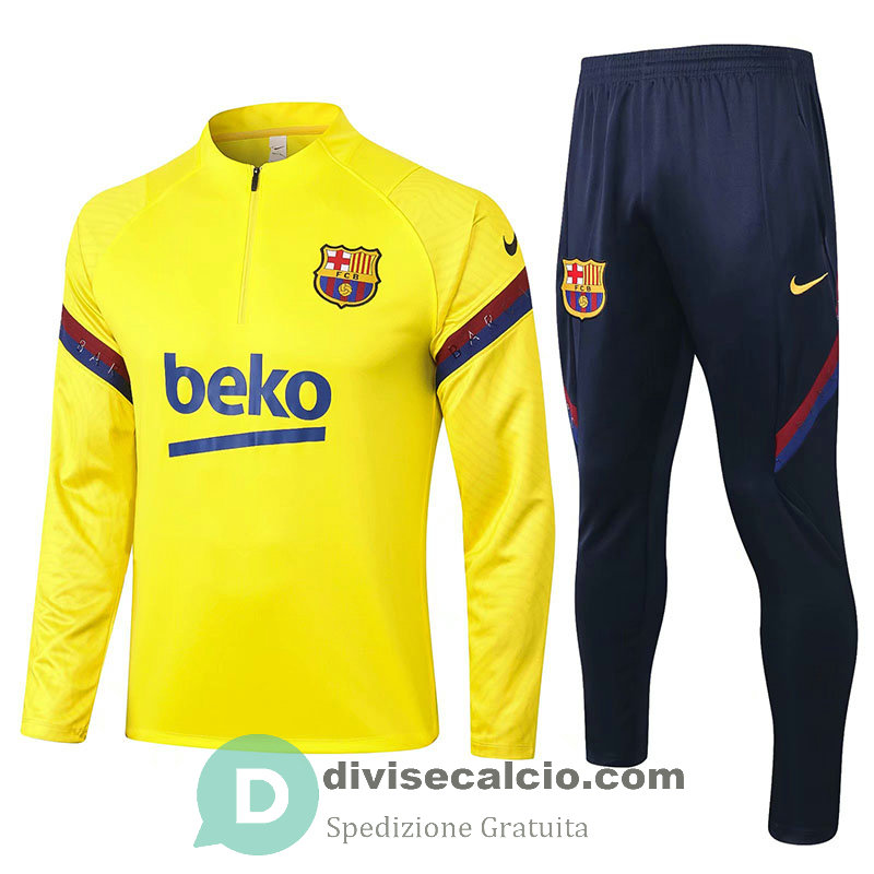 Barcelona Formazione Felpa Yellow + Pantaloni 2020/2021