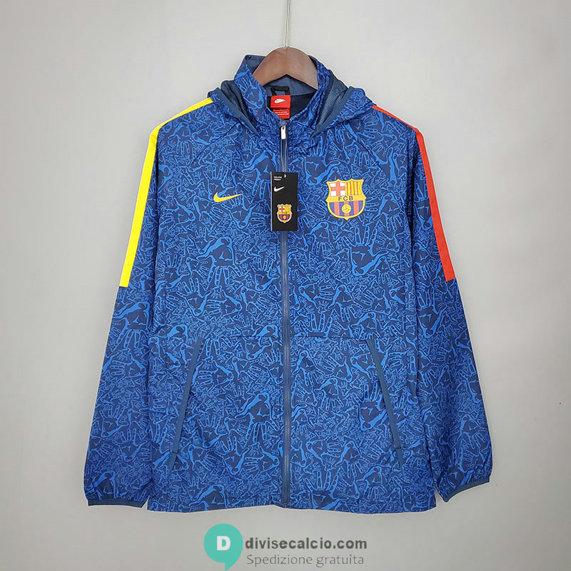 Barcelona Giacca A Vento Blue Camouflage 2021/2022