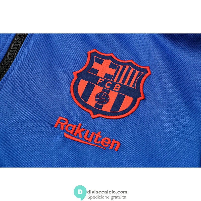 Barcelona Giacca Cappuccio Blue + Pantaloni Blue 2021/2022