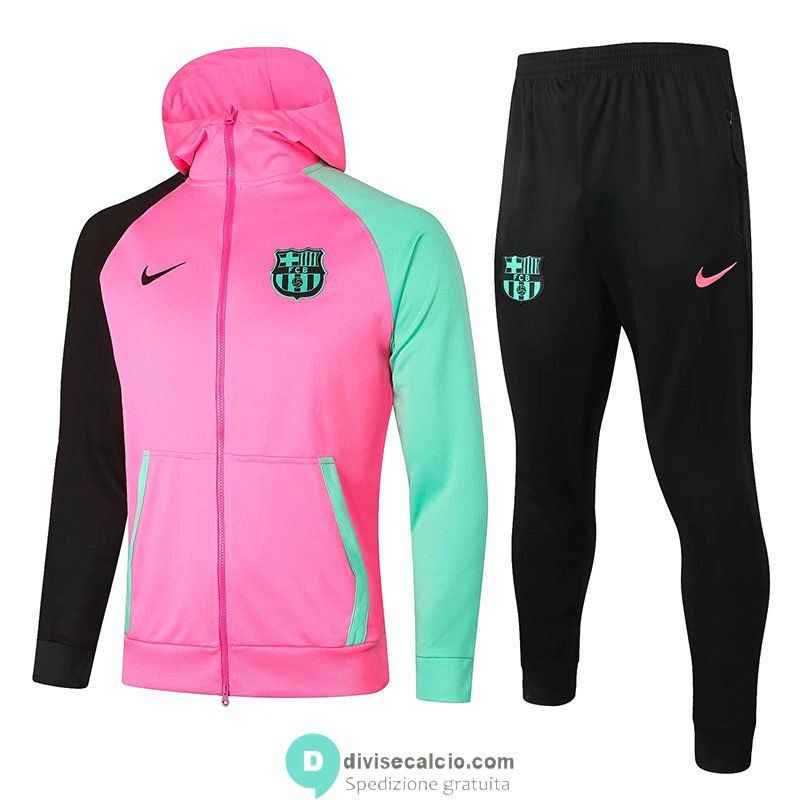 Barcelona Giacca Cappuccio Pink + Pantaloni 2020/2021