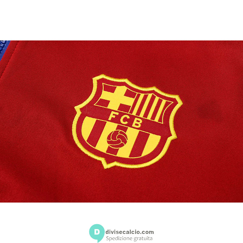 Barcelona Giacca Cappuccio Red + Pantaloni Blue 2021/2022