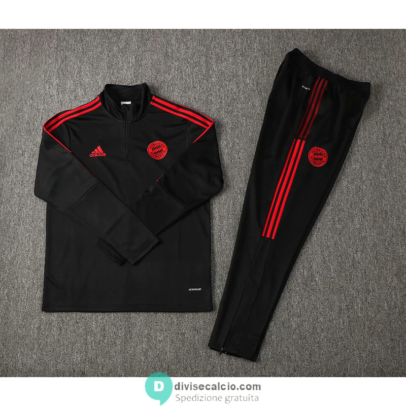 Bayern Munich Formazione Felpa Black Red + Pantaloni 2021/2022