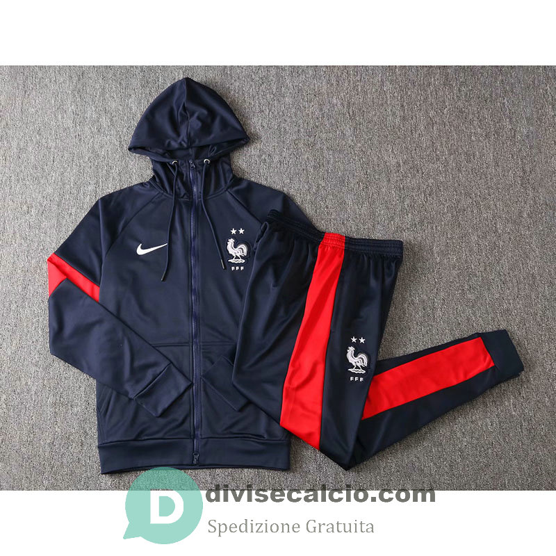 Francia Giacca Cappuccio Navy Red + Pantaloni 2020/2021