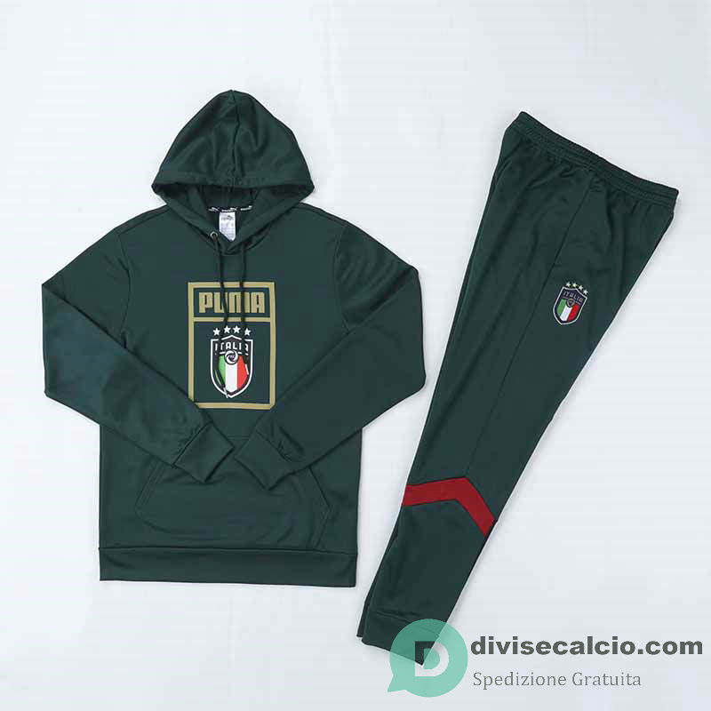 Italia Felpa Cappuccio Green + Pantaloni 2019/2020