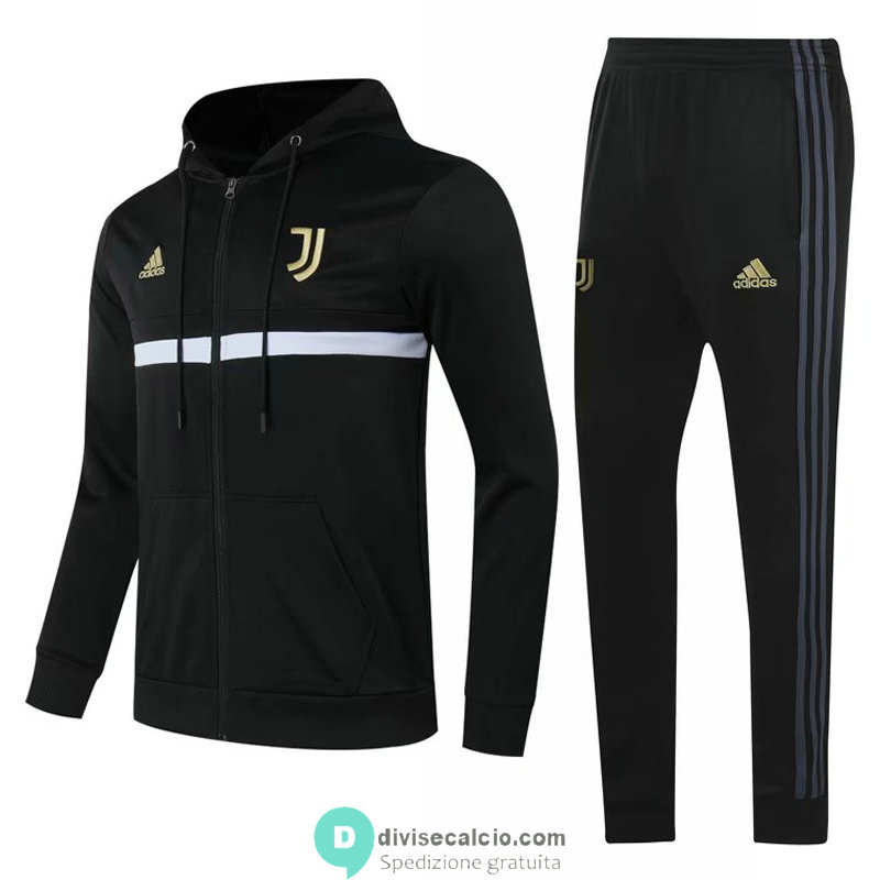 Juventus Felpa Cappuccio Black + Pantaloni 2020/2021