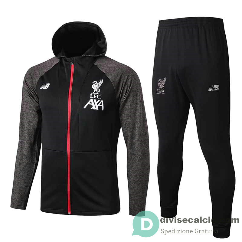 Liverpool Giacca Cappuccio Black Grey + Pantaloni 2019/2020