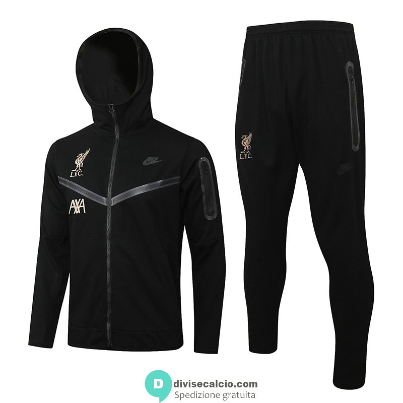 Liverpool Giacca Cappuccio Black I + Pantaloni Black I 2022/2023