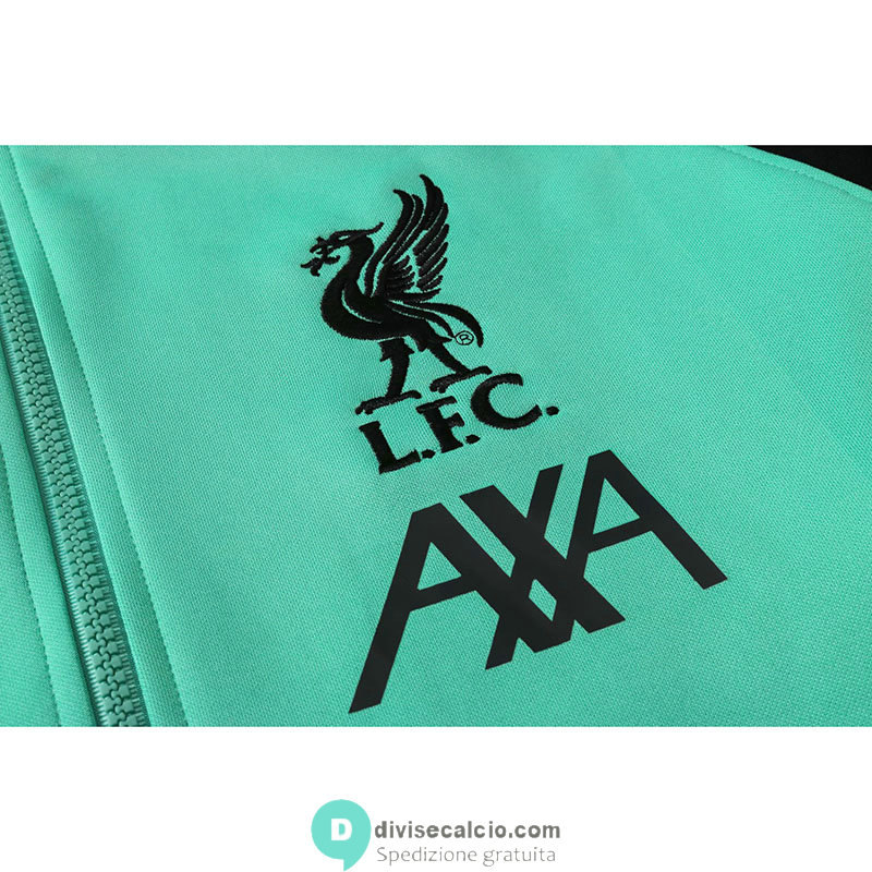 Liverpool Giacca Cappuccio Green + Pantaloni Black 2020/2021