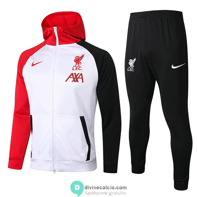 Liverpool Giacca Cappuccio White + Pantaloni Black 2020/2021