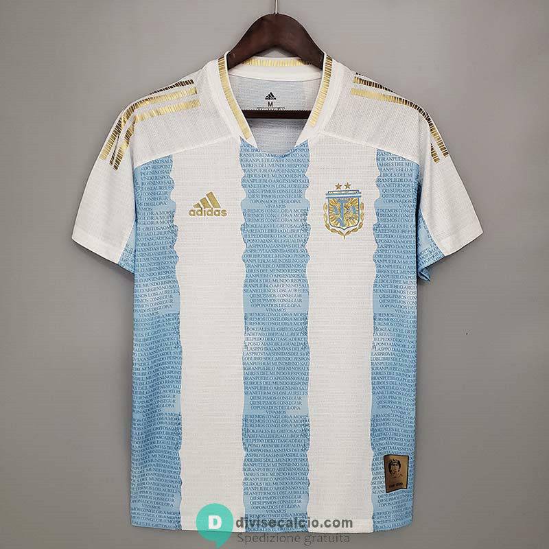 Maglia Argentina Commemorative Edition White Blue 2021/2022