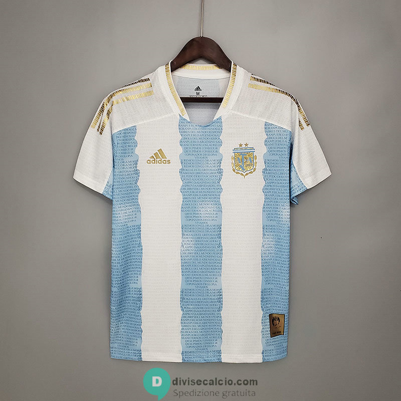 Maglia Argentina Commemorative Edition White Blue 2021/2022