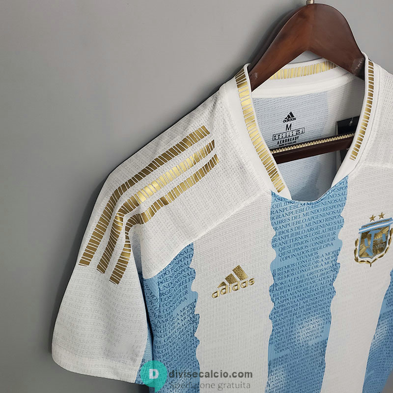 Maglia Argentina Commemorative Edition White Blue 2021/2022