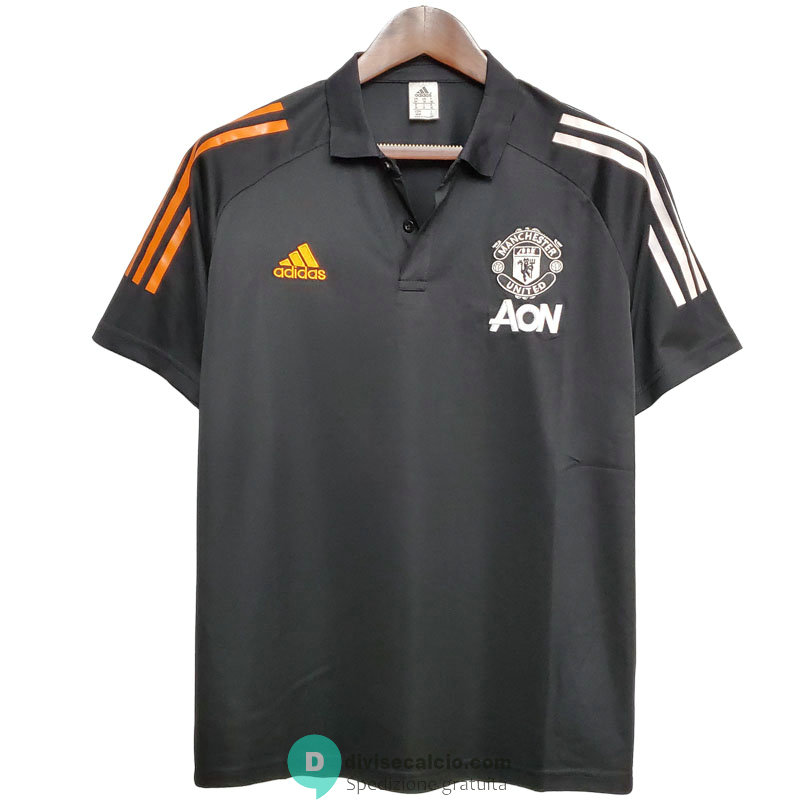 Maglia Manchester United Polo Orange Black White 2020/2021