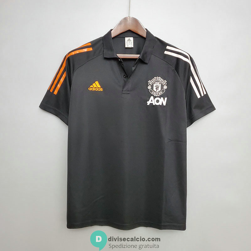 Maglia Manchester United Polo Orange Black White 2020/2021