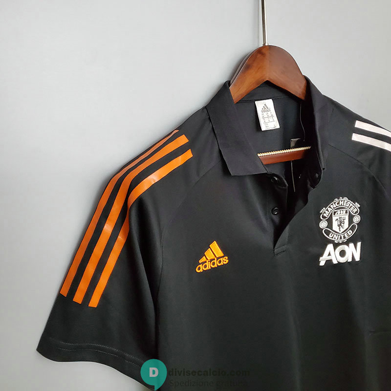 Maglia Manchester United Polo Orange Black White 2020/2021