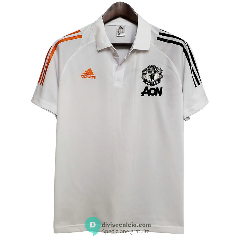 Maglia Manchester United Polo Orange White Black 2020/2021