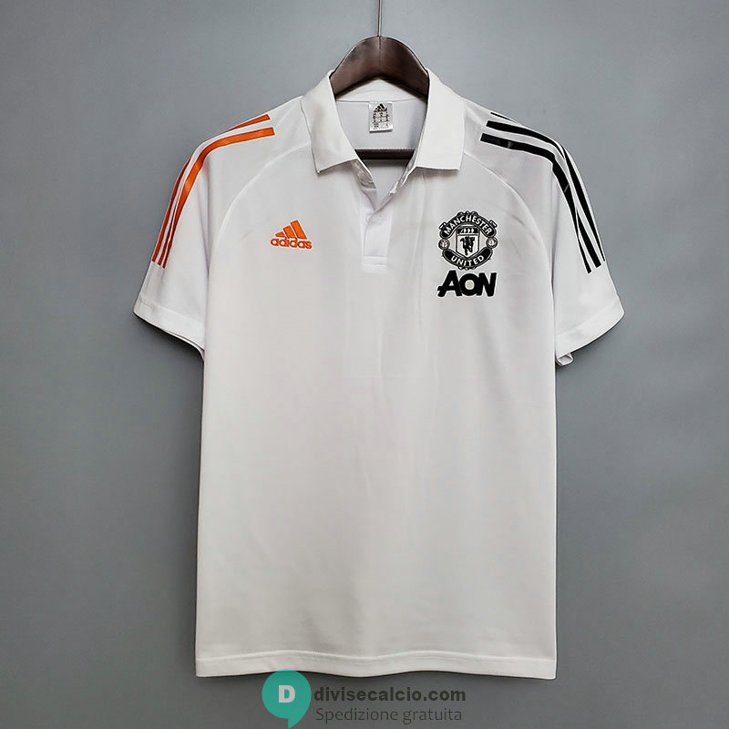 Maglia Manchester United Polo Orange White Black 2020/2021