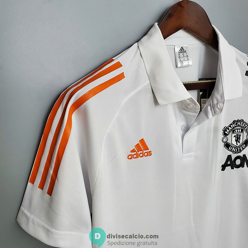 Maglia Manchester United Polo Orange White Black 2020/2021