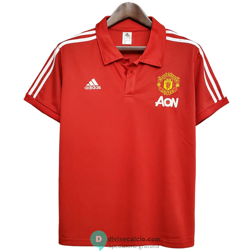 Maglia Manchester United Polo Red White 2020/2021