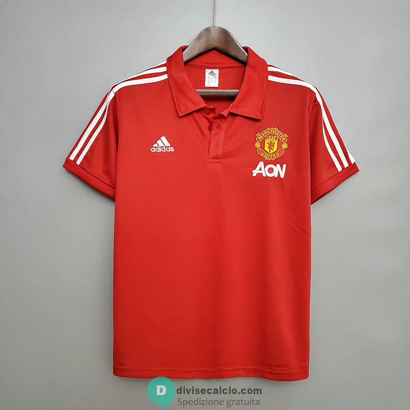 Maglia Manchester United Polo Red White 2020/2021