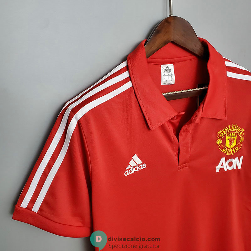 Maglia Manchester United Polo Red White 2020/2021