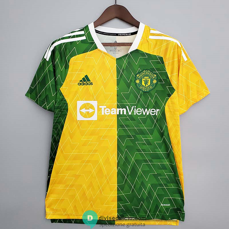 Maglia Manchester United Training Green Yellow II 2021/2022