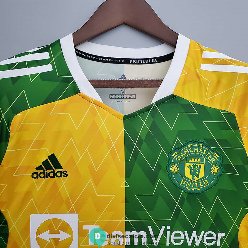 Maglia Manchester United Training Green Yellow II 2021/2022