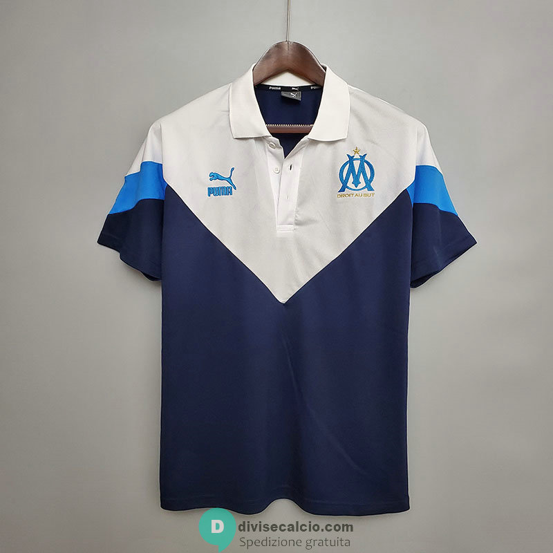 Maglia Olympique Marseille Polo White Blue 2020/2021