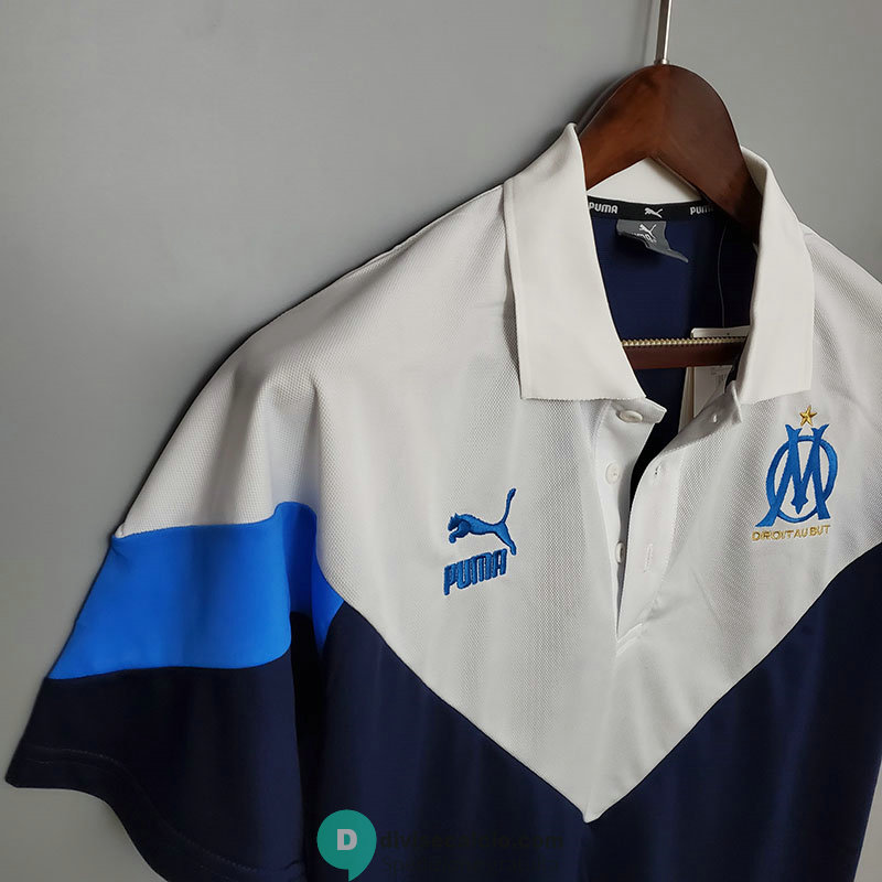 Maglia Olympique Marseille Polo White Blue 2020/2021