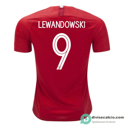 Maglia Polonia Gara Away 9#LEWANDOWSKI 2018