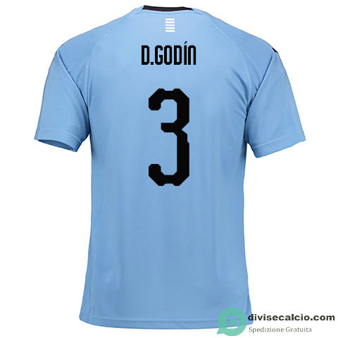 Maglia Uruguay Gara Home 3#D.GODIN 2018