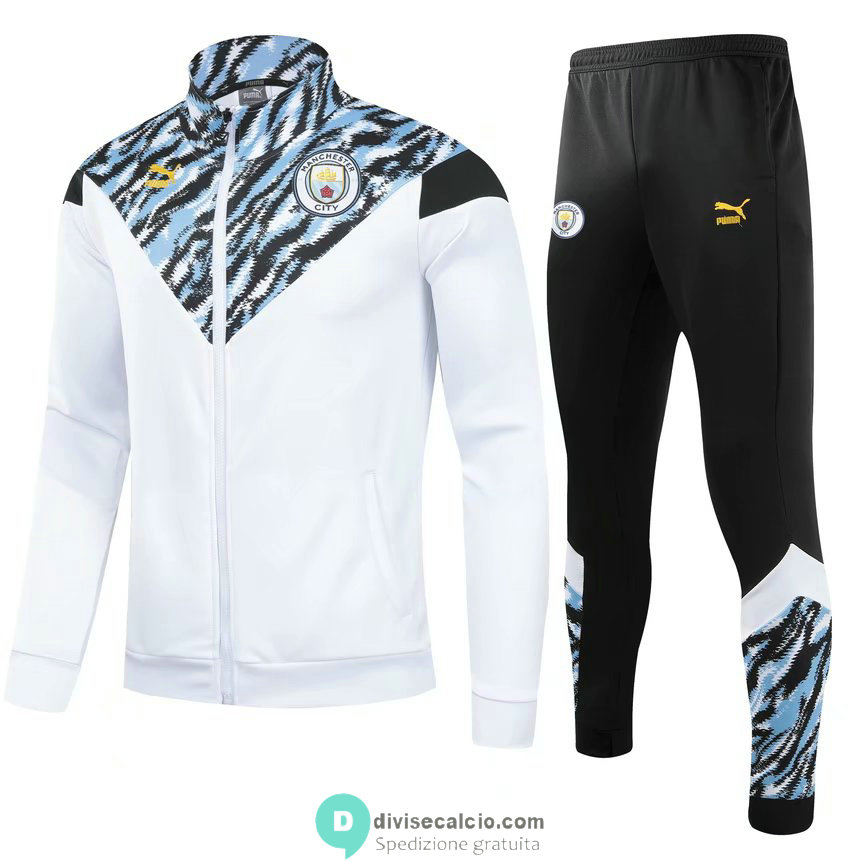 Manchester City Giacca White Blue + Pantaloni Black 2021/2022