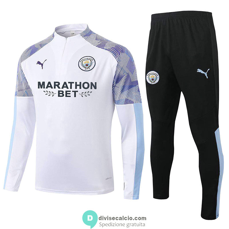 Manchester City Formazione Felpa White + Pantaloni 2020/2021