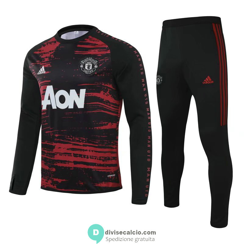 Manchester United Formazione Felpa Black Red + Pantaloni 2020/2021