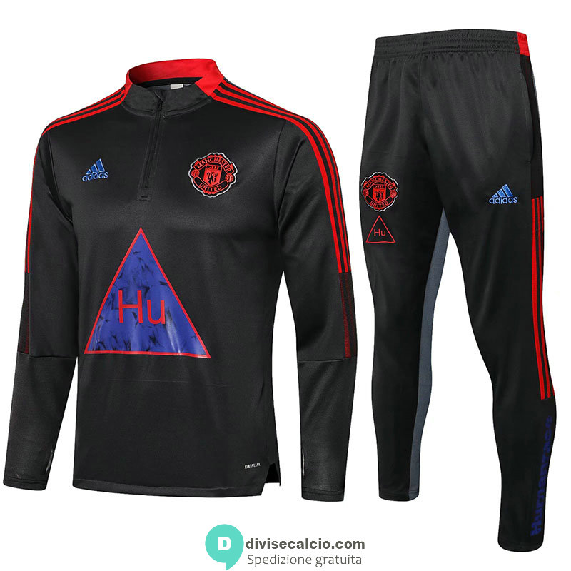 Manchester United x Human Race Formazione Felpa Black + Pantaloni 2021/2022