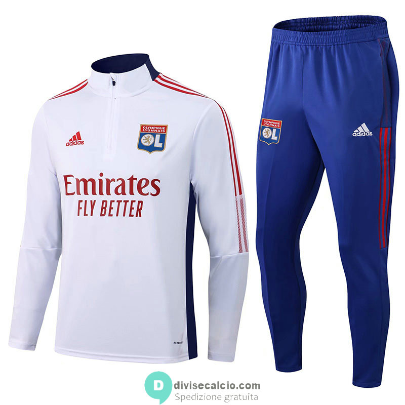 Olympique Lyonnais Formazione Felpa White + Pantaloni Blue 2021/2022