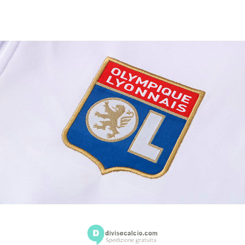 Olympique Lyonnais Formazione Felpa White + Pantaloni Blue 2021/2022