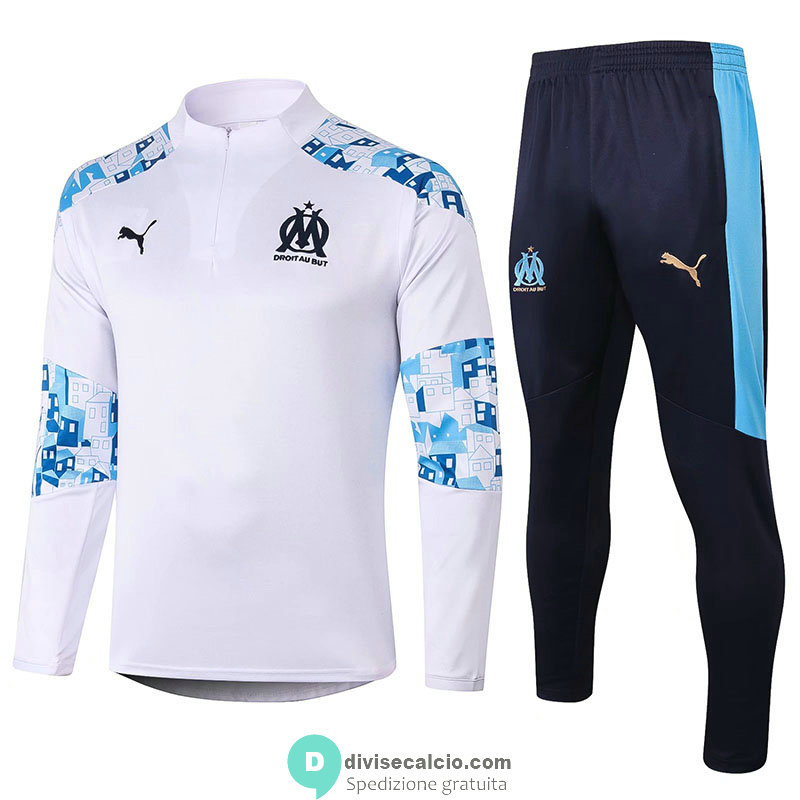 Olympique Marseille Formazione Felpa White + Pantaloni 2020/2021
